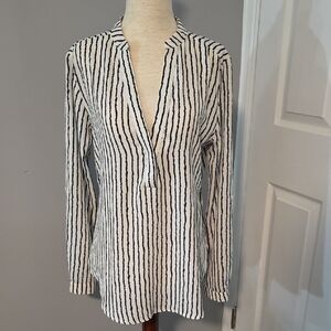 Striped Navy and Cream Women's Blouse